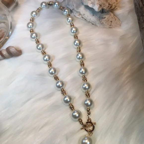⚜️ TAHARI-Fancy Lg Faux Pearls w/Crystals Spacers⚜️ - Picture 4 of 6
